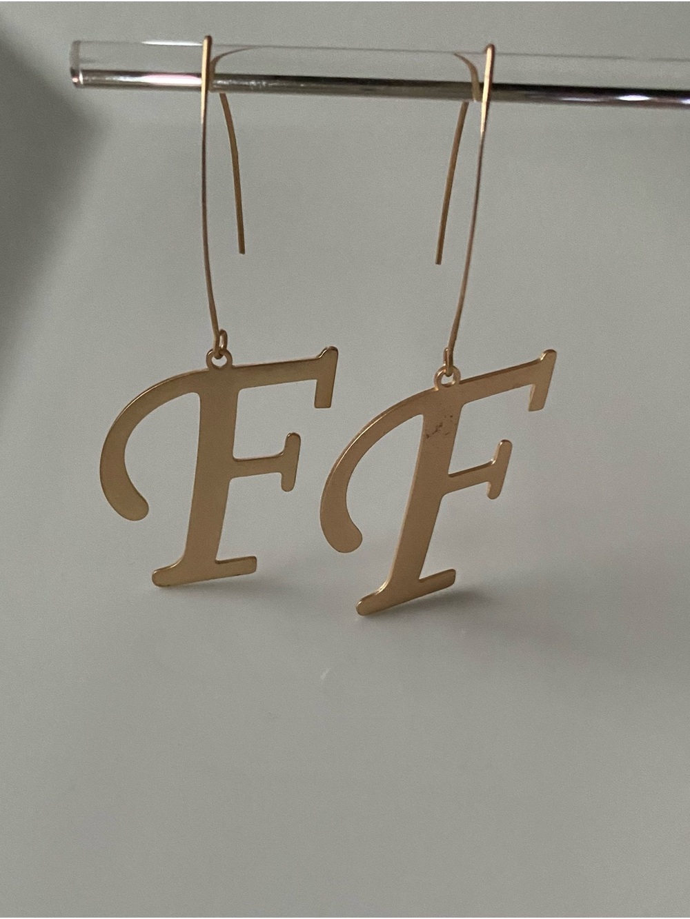 Gold Letter F Drop Earrings - Personalized Initial Jewelry